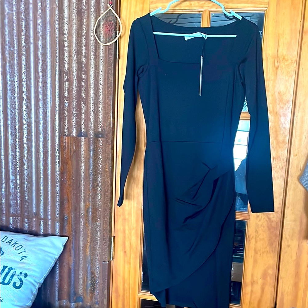 Susana Monaco Elegant Black Long-Sleeve Dress, Size M